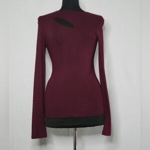 Donna Karan Burgundy Refined Matte Jersey Top "Sample"